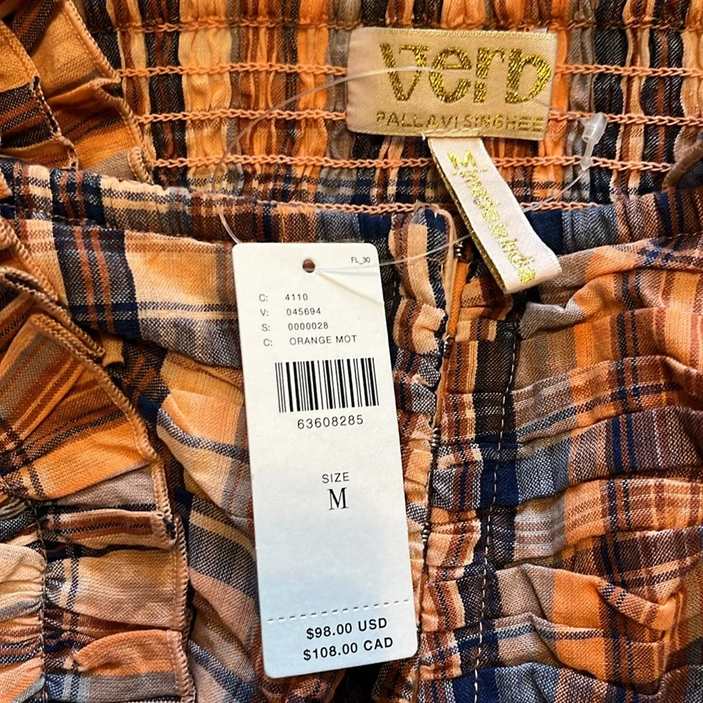 NWT Anthro Ruffled Plaid Corset Sleeveless Top Medium - Picture 8 of 16